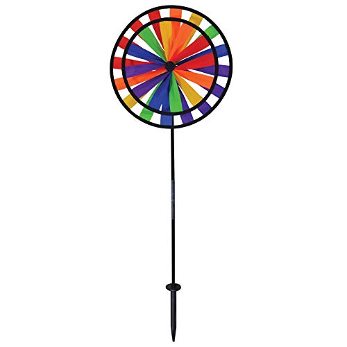 In the Breeze 2683 13 Inch Wind Colorful Spinner for Your Yard and Garden, 13" Double Wheel-Rainbow