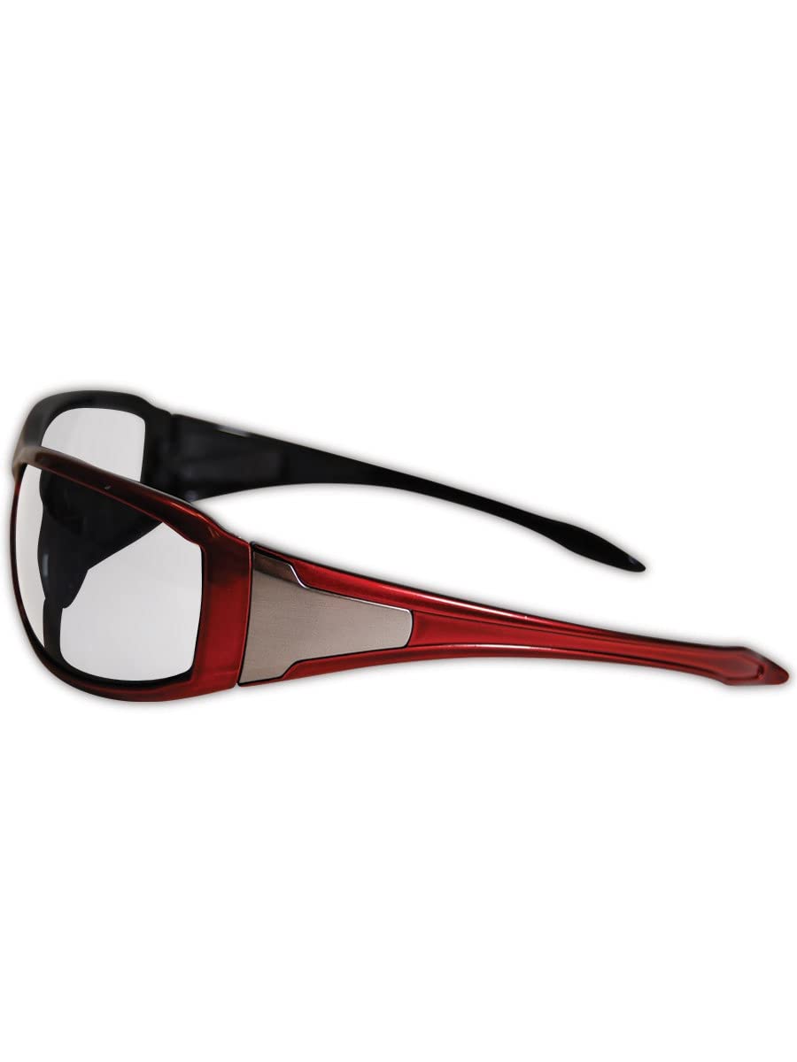 MAGID Protective Eyewear with Red Metallic Frame, 6 Pairs, Y90RBAFC