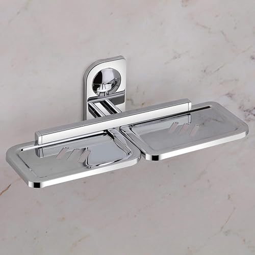 Image of Plantex (Primax) Dream Stainless Steel Double Soap Dish Stand for Bathroom & Kitchen /Soap Dish /Bathroom Accessories - Wall Mounted - Chrome (Pack of 1)