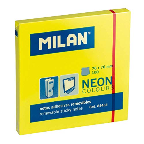 Notes Adesivi Milano 75X75 Mm Giallo, 1 Pezzo, 80 Foglietti Adesivi, 85434