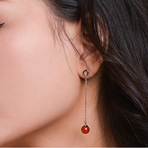 Pendientes de plata 925 para mujer con elegante colgante redondo y borlas sofisticadas 6