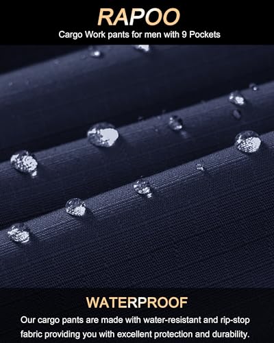 Image of Rapoo Ripstop Water Resistant Cargo Tactical Pants for Men EDC Hiking Work Military Army Pants with 9 Pockets