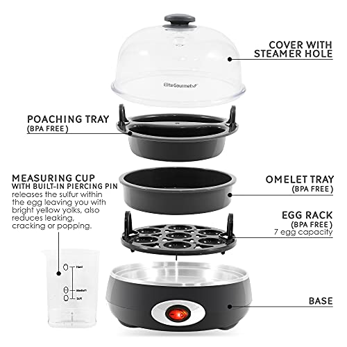 Elite Gourmet EGC007CHC# Rapid Egg Cooker, 7 Easy-To-Peel, Hard, Medium, Soft Boiled Eggs thumb #2
