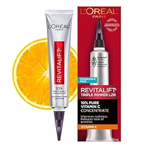L’Oreal Paris Revitalift 10% Pure Vitamin C Face Serum, Brighter Skin, Reduced Wrinkles, Fragrance Free 1 0z.