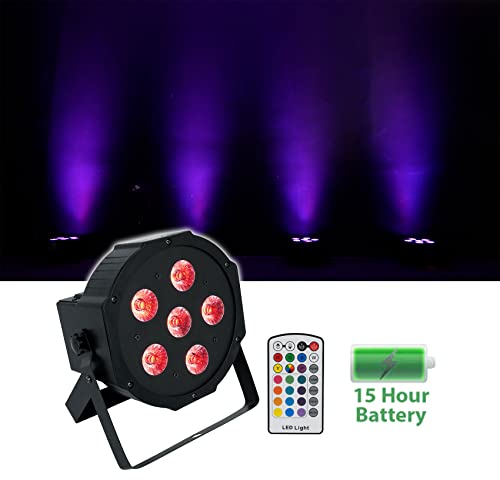 6 Rockville Battery PAR 6RF Rechargeable RGBWA+UV Wireless DMX Lights+RF Remotes