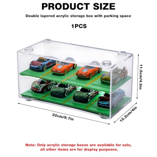 Image of HASTHIP Car Models Display Case, 2-Tier, 8-Compartment Design, Underground Garage-Inspired, Stackable Dustproof 1: 64 Racing Car Model Toy Display Holder, Collectible Racing Car Toy Holder Organizer