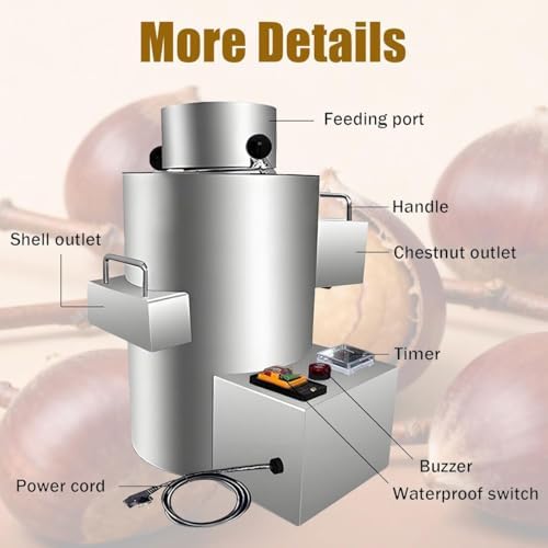 Automatic Commercial Chestnut Peeler Machine - 1-5kg/H Professional Notch Peeler, 200Kg/h Capacity for Grocery Stores & Restaurants (Battery Model, 8 Knives)