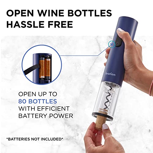 Ivation All-In-One Wine Gift Set | Wine Accessory Kit With Automatic Electric Bottle Opener, Battery-Powered Aerator Dispenser, Wine Preserver Pump, 2 Reusable Cork Stoppers, Foil Cutter & Gift Box #TOP2