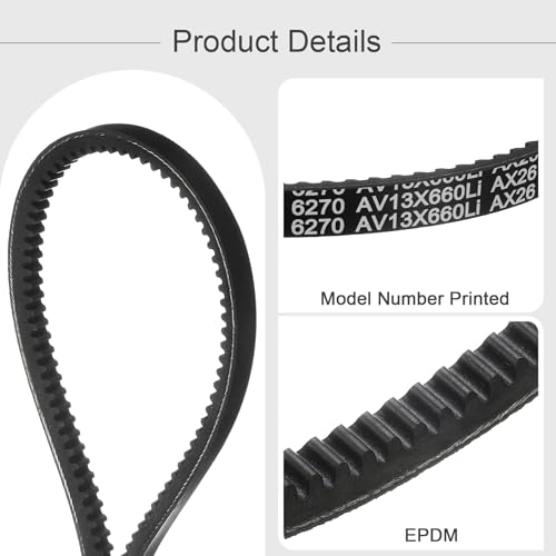 Image of uxcell AX26 EPDM V-Belt, Raw Edge Cogged Industrial Rubber V Belt 1 /2 inch Width x 26 inch Inside Circumference