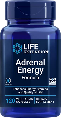 Life Extension Adrenal Energy Formula Supports Energy, Focus & Broad Spectrum Healthy Stress Response with Holy Basil, Cordyceps, Bacopa & Ashwagandha- Non-GMO, Gluten Free - 120 Vegetarian Capsules