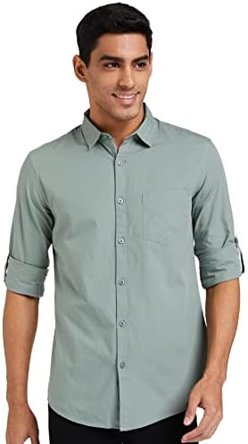 Amazon Brand - Symbol Men's Cotton Shirt | Casual | Plain | Full Sleeve | Summer - Regular Fit (Available in Plus Sizes)