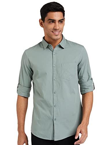 Image of Amazon Brand - Symbol Men's Cotton Shirt | Casual | Plain | Full Sleeve | Summer - Regular Fit (Available in Plus Sizes)