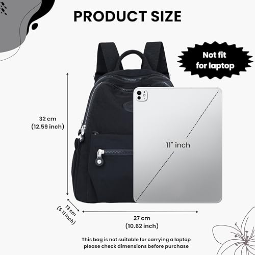 Image of TS WITH TECHSUN Stylish Women Mini Backpack | Lightweight Travel Small Nylon Bag with Multiple Pockets | Anti-Theft Zipper Pocket | Casual, Work, Office, Picnic Backpack for Girls
