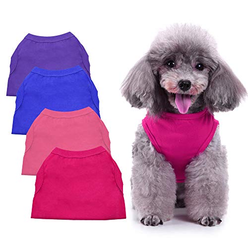 Dog Shirts Clothes, Chol&Vivi Dog T-Shirt Clothes for Small Dog, 4pcs Blank Dog Shirts for Extra Small Medium Large Extra Large Size Dog Puppy, Shirts for Small Dogs, Small Size, Group 3