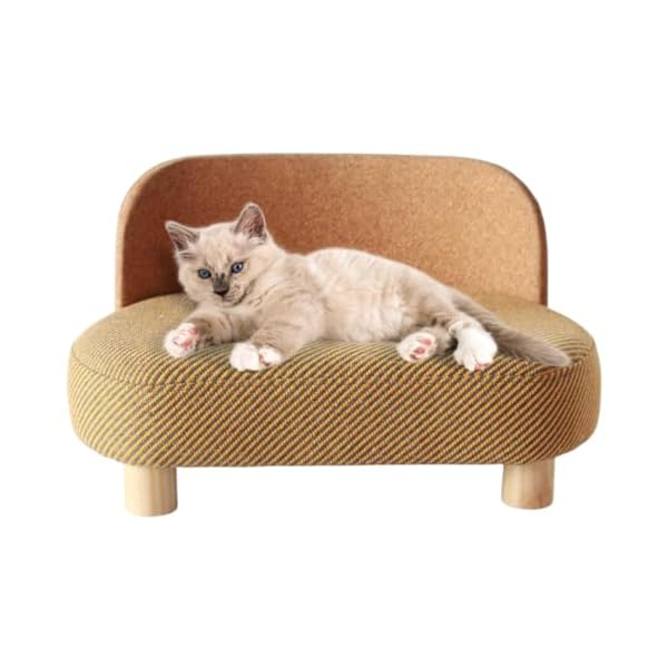 Meo Katzenbett Retroflow Katzensofa Hundesofa Haustiersofa 50 x 28 x 36 cm, Gelb, Grau gestreift