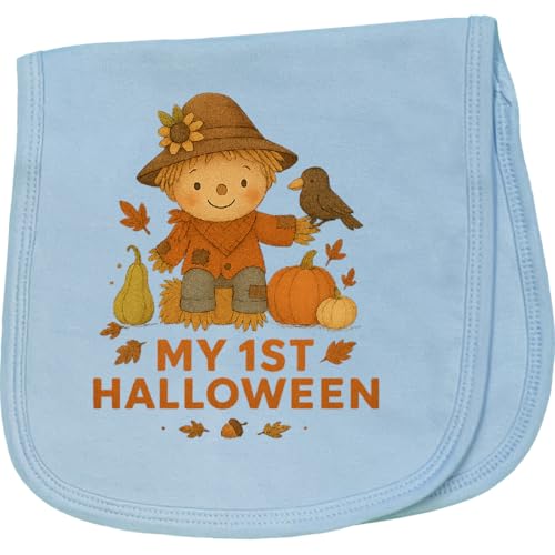 inktastic My 1st Halloween Scarecrow Pumpkin Baby Gift Baby Burp Cloth Light Blue 463f8