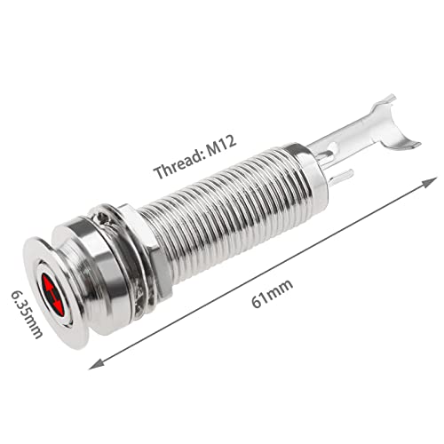 EMSea 2PCS Cylinder End Pin Output Jack 1/4 Inch 6.35mm Stereo Barrel Endpin Jack Socket for Guitar Bass Instruments Accessories Silver - Image 4