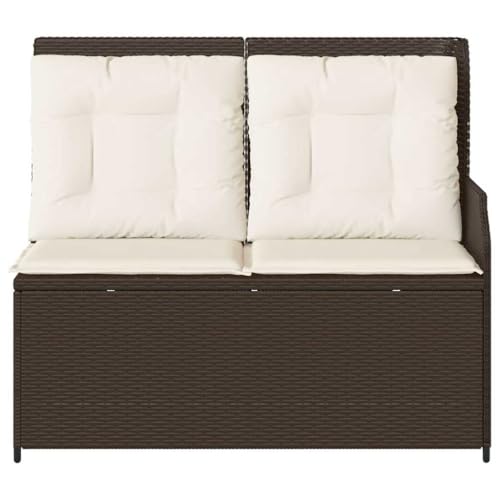 Banc d'extérieur inclinable en résine tressée avec coussins de terrasse - 8