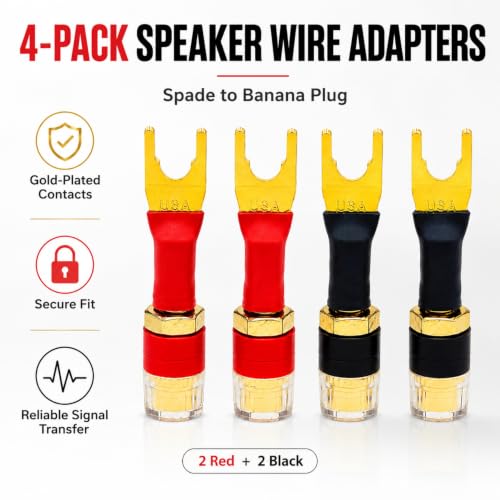 Adaptadores de cable para altavoz chapados en oro, 4 unidades miniatura 5