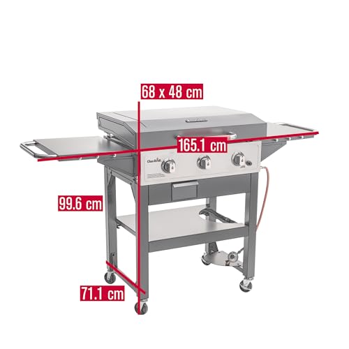 Char-Broil Gasgrill Plancha Griddle 3400 - Grillplatten-Gasgrill, Abfluss & Fettauffangschale, Elektronische Zündung, Deckel - Ideal für draußen, Garten, Terrasse