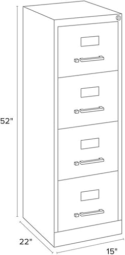 Miniatura 3 de Pemberly Row Archivador vertical de metal negro con 4 cajones de 52 pulgadas, con cerradura, premontado, tamaño carta estacionaria para el hogar, la