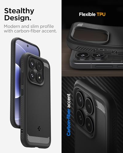Image of Spigen Rugged Armor | Compatible with Xiaomi 17 Back Cover Case [Flexible] [Air Cushion Protection] | TPU - Matte Black
