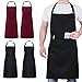 4 Pezzi Grembiule, Grembiule Impermeabile con 2 Tasche, Grembiule Cucina Regolabile, Grembiule da Uomo e Donna Adatto per Barbecue Ristorante Caffetteria (Nero e Vino)…