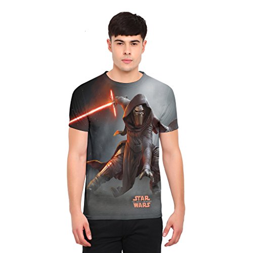 Image of Star Wars Mens Polyester Printed Round Neck Short Sleeves Tshirt - Grey (STWR0021)