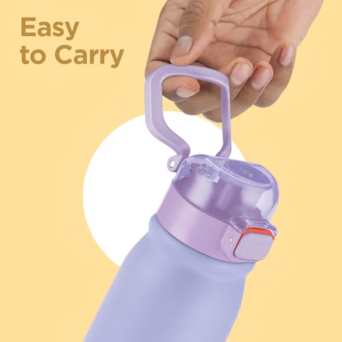 Image of MILTON Reva 1000 ISI Certified Stainless Steel Water Bottle with Twin Lid Sip or Gulp, 1 Litre | Single Wall, BPA-Free, Leakproof | Sturdy Handle | Ideal for Home, Office, Gym & Travel, Purple