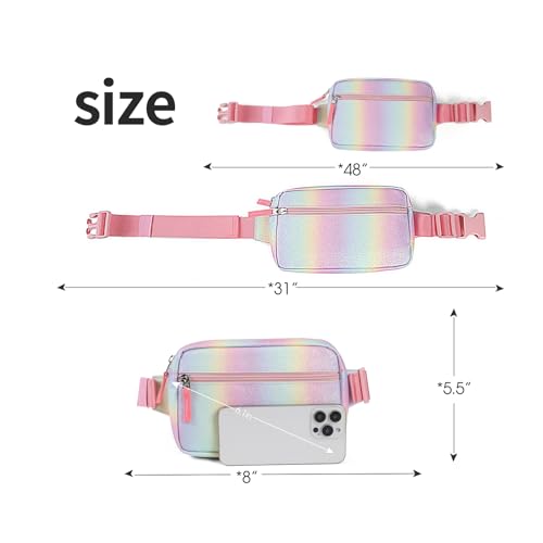 Image of Fanny Pack Birthday Gifts for 7 8 9 10 11 12 13 Year Old Teens Girls Kids, Preppy Cute Trendy Stuff Colorblock Crossbody Bag Adjustable Belt Bags, Dorm Travel Essentials for Girl Fashion