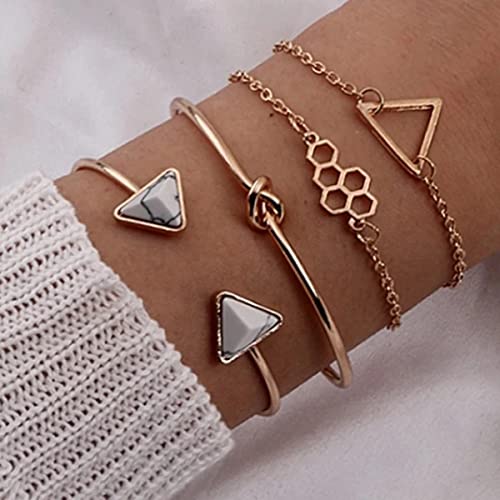 Gold-Toned Set of 4 Stackable Bracelets