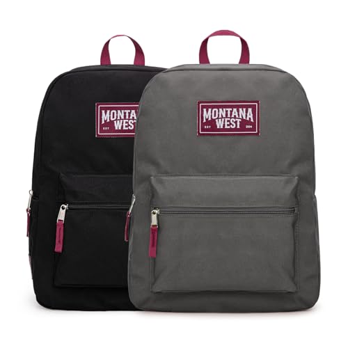Montana West 2 Pcs Everyday Backpacks for Women Men Lightweight College Bookbag Casual Daypack Backpack for Commute & Travel