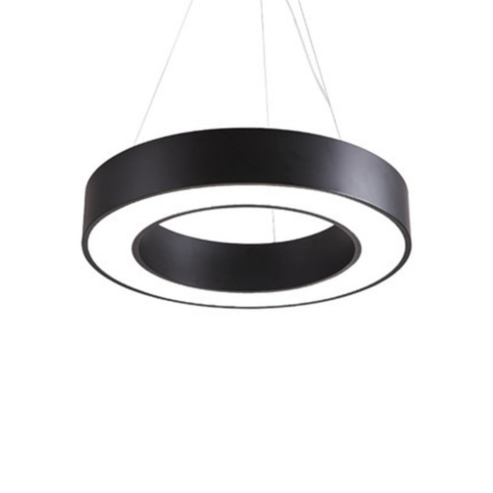 BLOOHK Modern LED Ring Pendant Light, Minimalist Black Circle Chandelier for Office, Restaurant, Hollow Round Acrylic Hanging Lamp(60cm)
