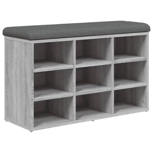 Cartvyn Zapatero Sonoma gris 82 x 32 x 50 cm con cojín acolchado, banco de pasillo y espacio de almacenamiento, baúl para pasillo, banco de ropa y dormitorio