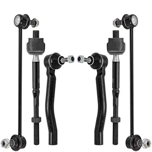 Detroit Axle - Front Inner & Outer Tie Rod Ends + Sway Bar End Links Replacement for 2013-2019 Nissan Sentra 2013-2021 NV200 2015-2018 Chevrolet City Express - 6pc Set