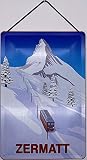 Targa in metallo con cordoncino, 30 x 20 cm, Svizzera Zermatt Bahn - Blechemma