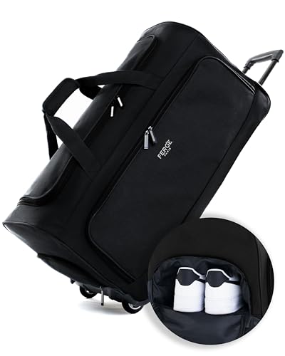 FERGÉ Reisetasche mit Rollen Paris | Separates Schuhfach Weichgepäck Trolley Reisetasche Weekender Paris 90 Liter, schwarz