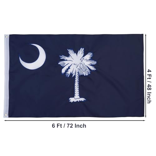 TOPFLAGS South Carolina Flag 4x6 Outdoor SC State Flags Embroidered Palmetto Tree & Crescent Flag Heavy Duty Sewn Stripes with 2 Brass Grommets by TOPFLAGS - Used condition - Image 4