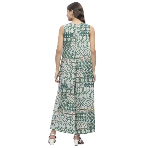 Image of BIBA Women Cotton Straight Printed Jumpsuit