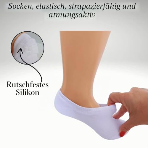 lurensa Unsichtbare Socken für Jungen und Mädchen, aus reiner Baumwolle, atmungsaktiv, weich, rutschfest, Silikon, für jeden Anlass, Weiß 25-30, 10
