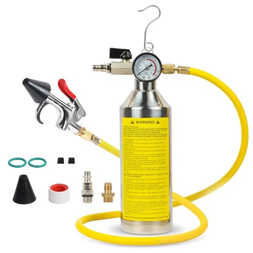 AC Flush Kit Home Auto AC Flush Tool Pressure Regulation and Real-Time Pressure Monitoring AC Cleaning Kit R134a R410a R22 R12 R404 HVAC Flush Kit with Portable Hook, Intake Valve, 3.5FT Rubber Hose