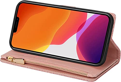 Étui pour iPhone 13 antichoc rose protégeant l'écran des rayures avec son rabat