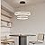 LED Modern Pendant Chandelier, 2 Ring Circular Black Ceiling Pendant Light Fixture, Dimmable 3000K-6500K, Adjustable Flush Mount Hanging Lights for Dining Room, Kitchen Island, Living Room, Office
