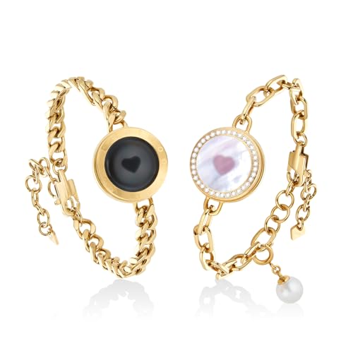 TOTWOO Pulseras táctiles de larga distancia para parejas, vibración e iluminación para parejas, pulseras de pareja | Regalos de relación a larga distancia para novia, joyería de emparejamiento TOTWOO Pulseras táctiles de larga distancia para parejas, vibración e iluminación para parejas, pulseras de pareja | Regalos de relación a larga distancia para novia, joyería de emparejamiento