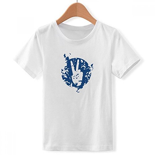 T-shirt Victoire bleu au design illustration motif ras du cou
