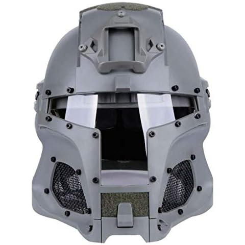 Cosplay Airsoft Full Face Head Helmet Tactical Sorta-Kinda Mandalorian/Boba Fett/Galac-Tac/Star Wars Airsoft Helmet with Exchangable Lens(Gray) Cover