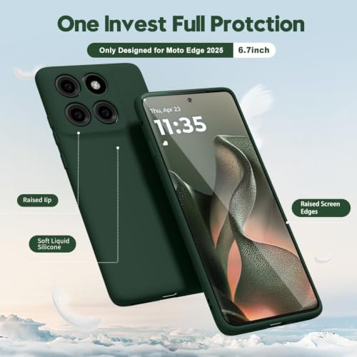 Image of DIZORO Microfiber Candy Case for Motorola Moto Edge 70 5G Smooth Touch Cushion Liquid Soft Silicone Gel Phone Cases Non-Slip Full Body Protective Back Cover - Forest