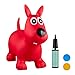 Produktbild Relaxdays Hüpftier Hund, inklusive Luftpumpe, Hüpfhund bis 50 kg, Hopser BPA frei, für Kinder, Hüpfspielzeug, rot