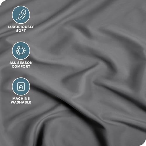 Image of 400 TC Cotton Elastic Fitted Bedsheet with 2 Pillow Covers for King Bed 72 x 70 10 Inches Dark Gray Solid Color Fitted Sheet