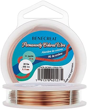 BENECREAT 18Gauge(1mm) Tarnish Resistant Light Gold Wire Jewellery Making Copper Wire, 10M/11Yard